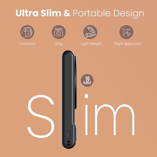 61cgCU+uwYL._SX679_ Portronics PowerShutter Air 10K 10000mAh 15W Wireless Magnetic Fast Charging Powerbank, In Built Type Cable,22.5W Type C PD Output,Light Weight,Compatible with iPhone 12 Above,Other Qi Enabled Devices